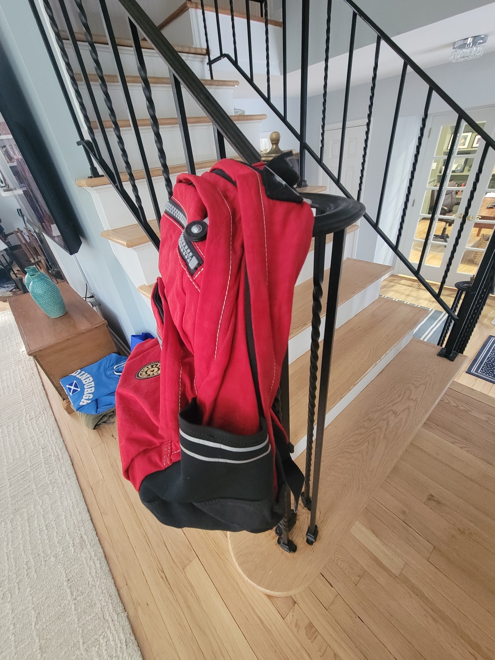 Kipling Red Canvas Backpack with Front Zip Pocket - Brand NEW - Picture 3 of 4